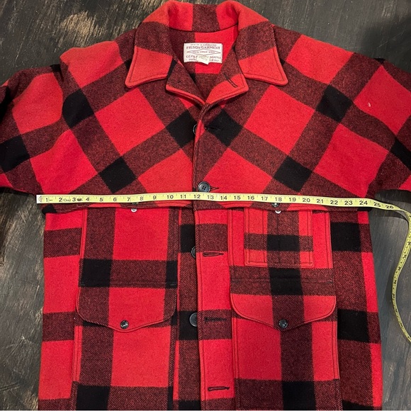 Vintage lot 83 Filson Red Black Check Plaid Wool Double Mackinaw Jacket sz 44 - Picture 4 of 4